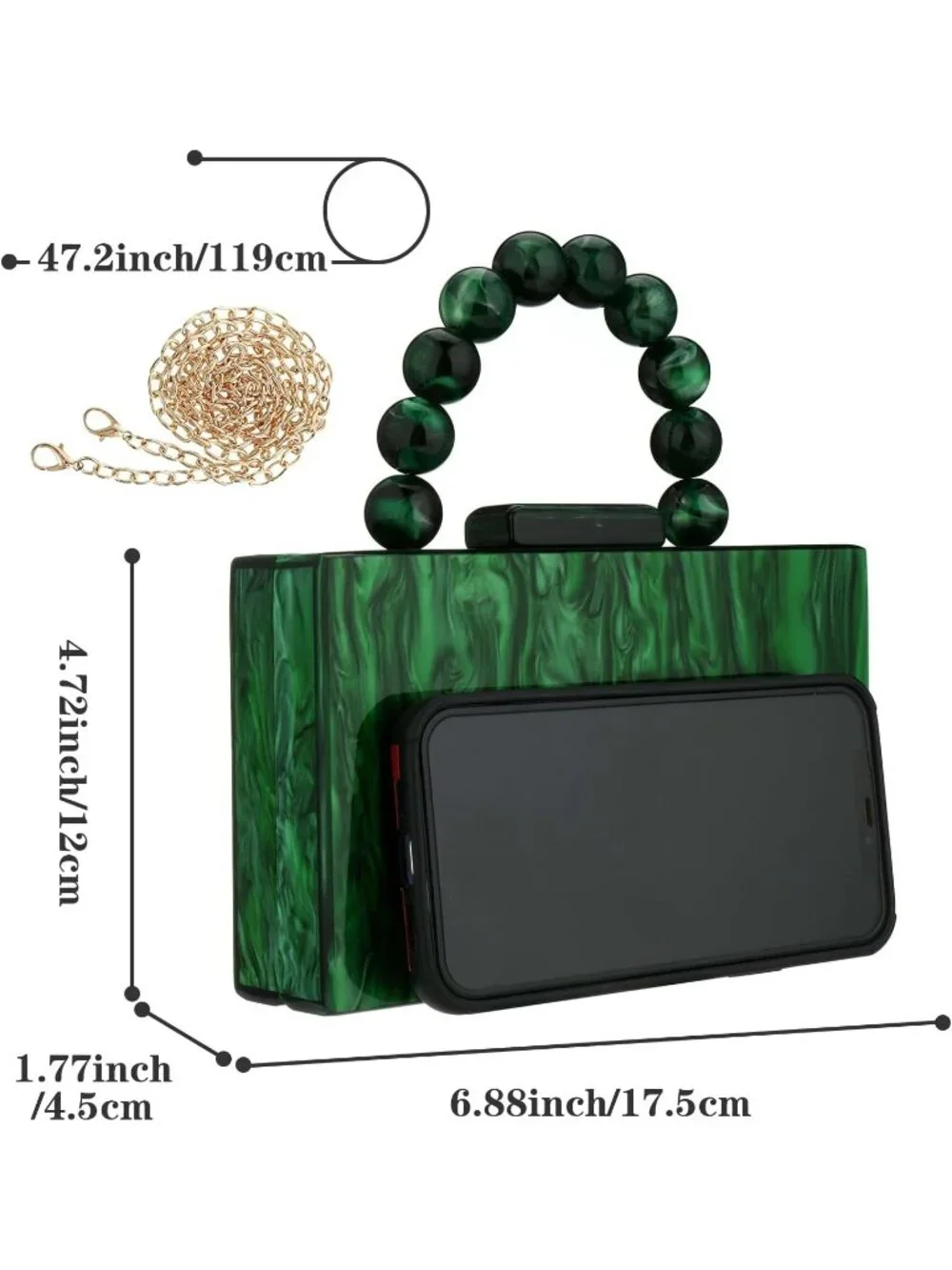 👜Women's Green Crossbody Bag with Pearl Chain Formal Purses with Pearl Chain